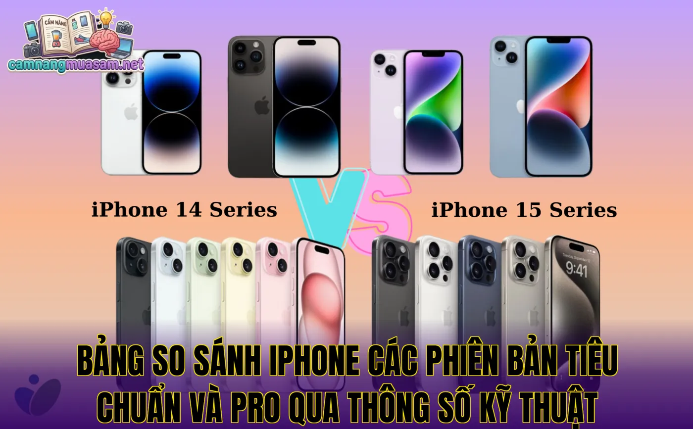 Bảng so sánh iPhone các phiên bản tiêu chuẩn và Pro qua thông số kỹ thuật