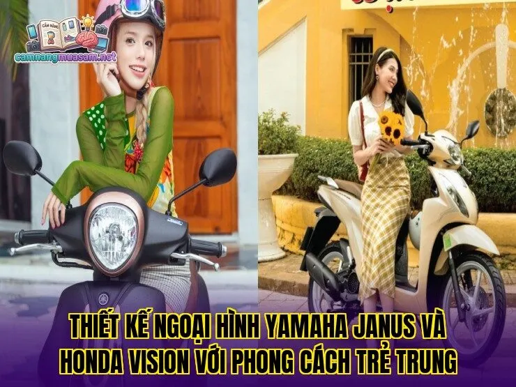 Thiết kế ngoại hình Yamaha Janus và Honda Vision với phong cách trẻ trung