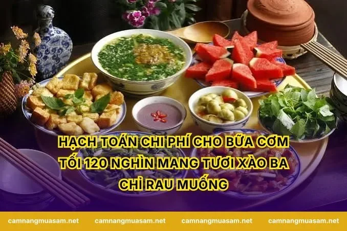 Hạch toán chi phí cho bữa cơm tối 120 nghìn mang tươi xào ba chỉ rau muống